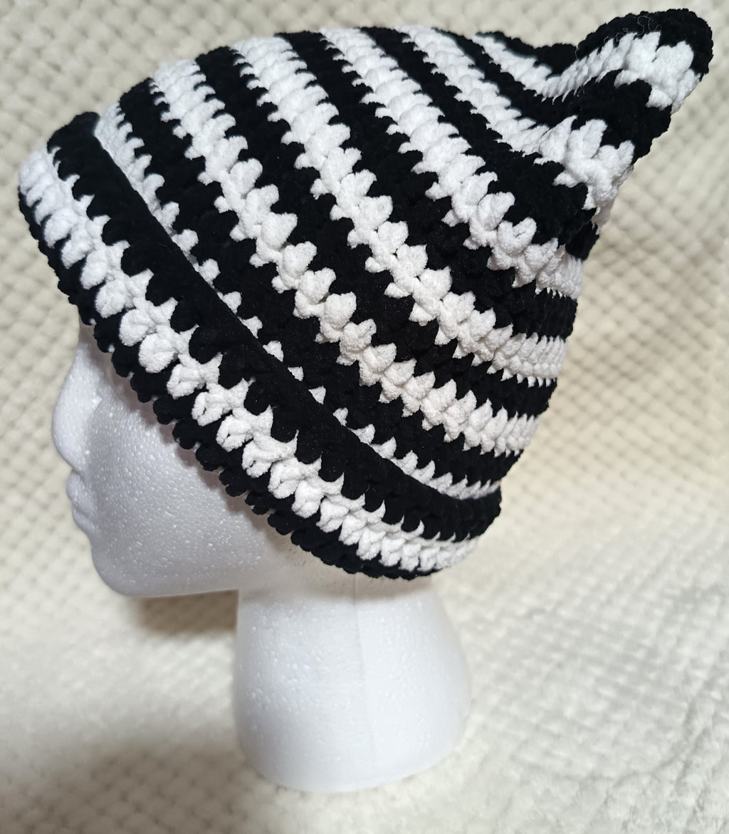 Bonnet rayé oreilles de chat