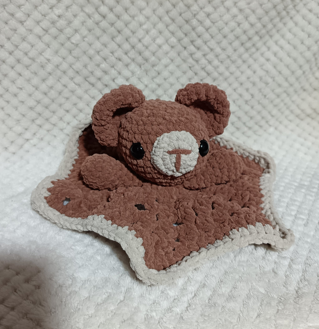 Doudou chiffon Tête d'Ours brun