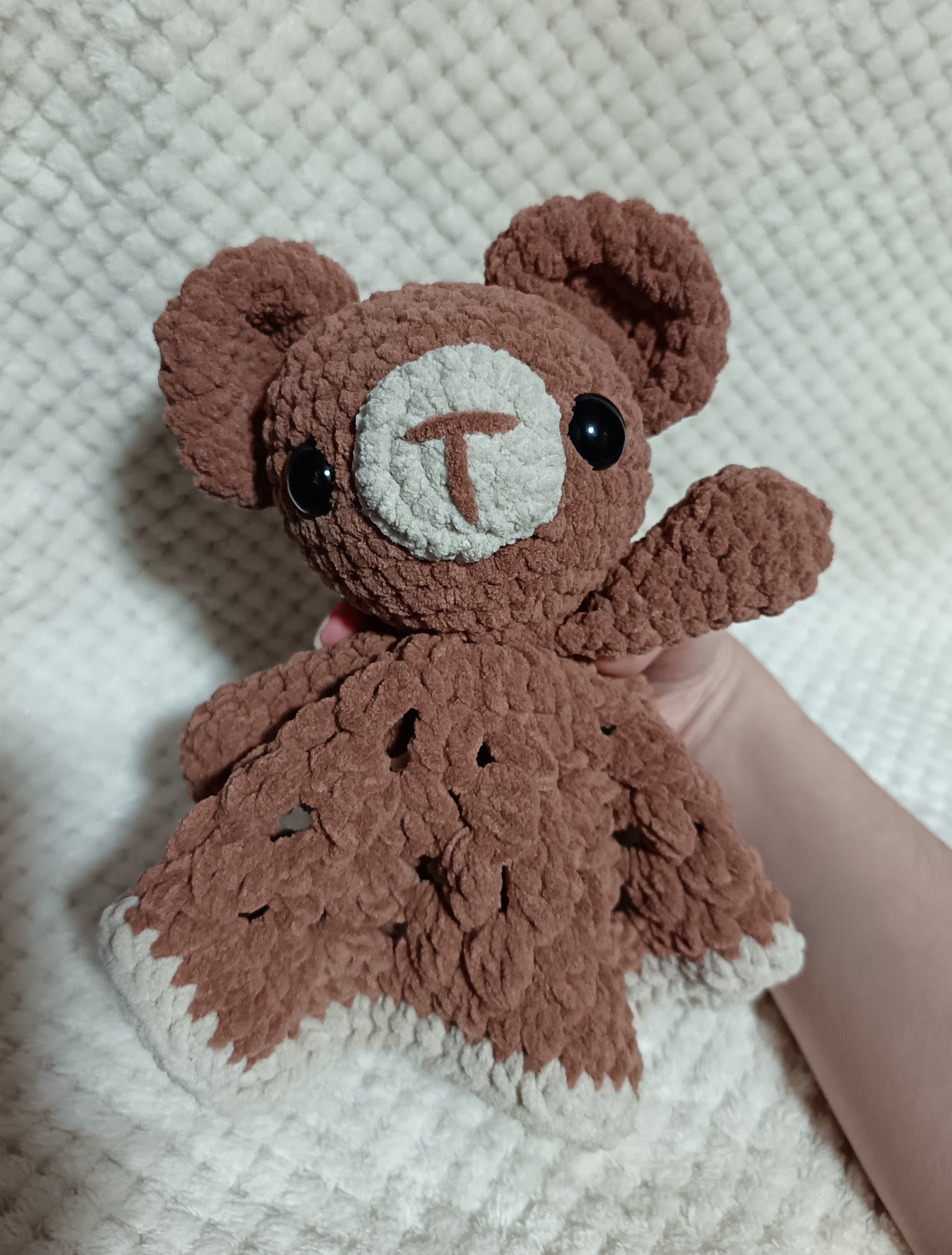 Doudou chiffon Tête d'Ours brun