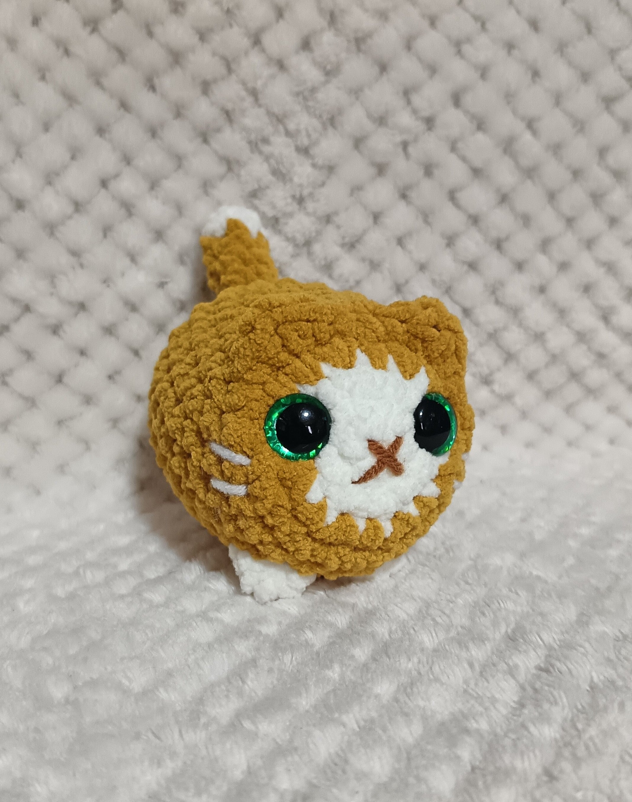 Chat boule roux et blanc