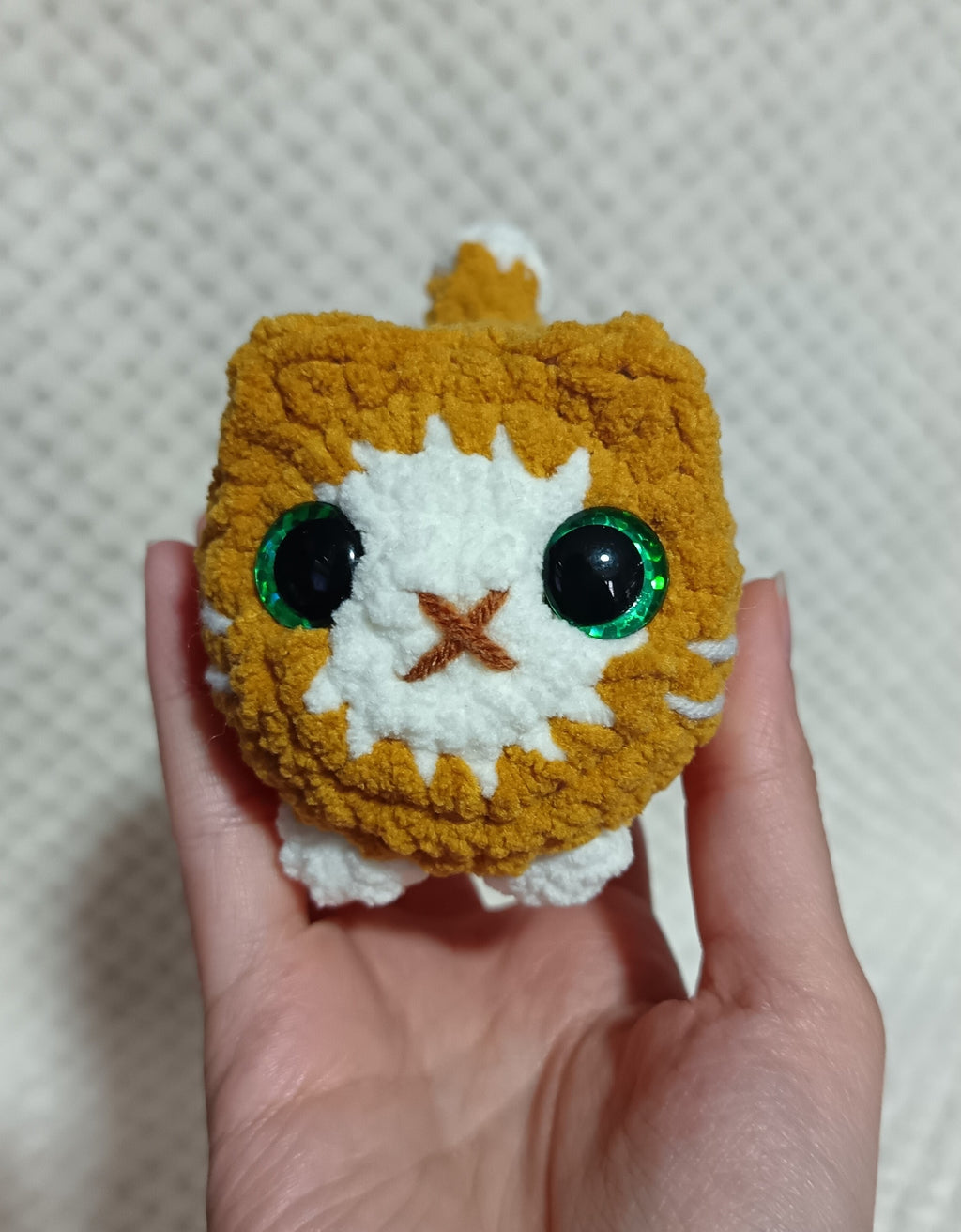 Chat boule roux et blanc