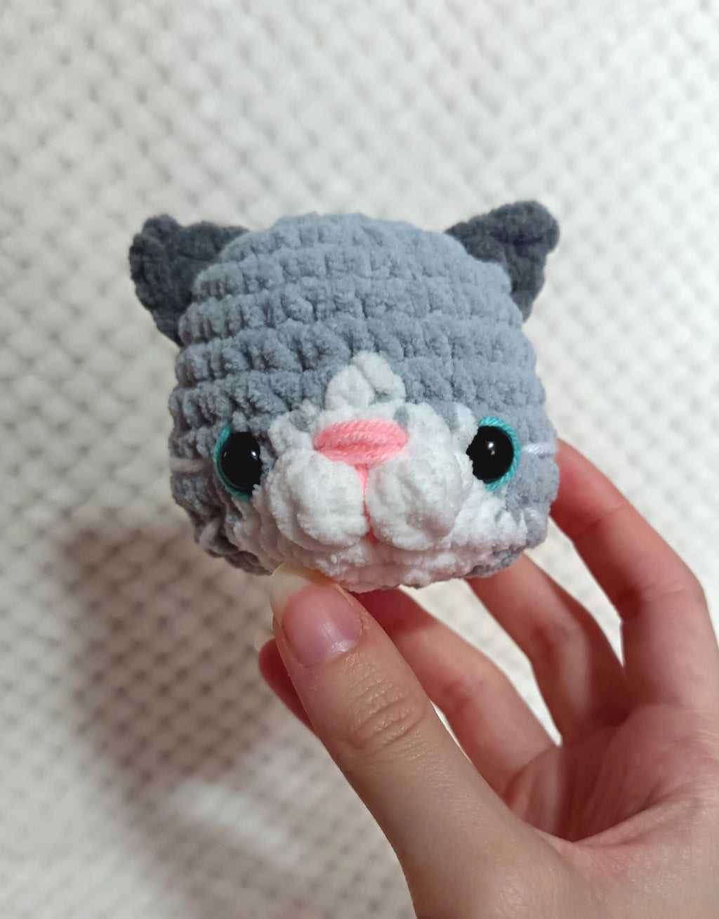 Porte-clés Tête de Chat gris