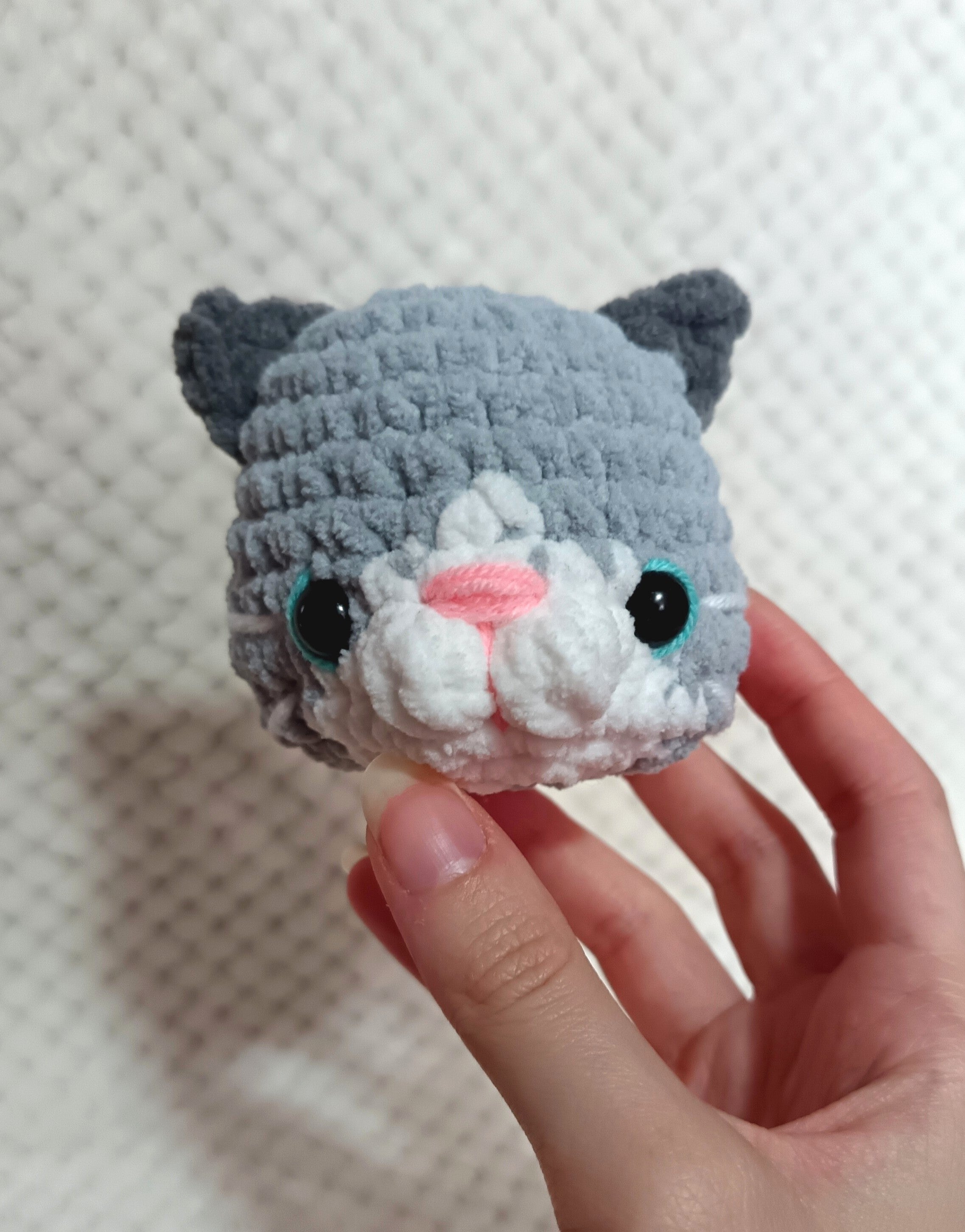Porte-clés Tête de Chat gris